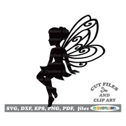INSTANT Download. Commercial license is included up to 500 uses! Cute sitting fairy silhouette svg cut file and clip art