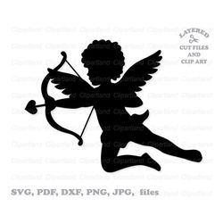 INSTANT Download. Cute Cupid silhouette svg cut file and clip art. Personal and commercial use - AxiomArc