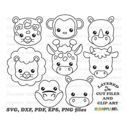 INSTANT Download. Cute baby animal face outline svg cut file and clip art. Commercial license is included ! Baf_19.