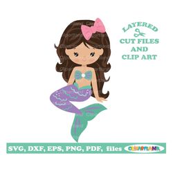 INSTANT Download. Commercial license is included up to 500 uses! Cute mermaid svg cut file and clip art. M_23.