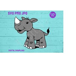 Baby Rhinoceros Rhino Calf SVG PNG JPG Clipart Digital Cut File Download for Cricut Silhouette Sublimation Printable Art