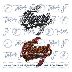 tigers baseball, tigers softball svg cut file (baseball script, softball script, baseball laces, baseball stitches, vint