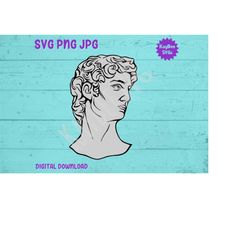 Bust of Michelangelo's David SVG PNG JPG Clipart Digital Cut File Download for Cricut Silhouette Sublimation Printable -