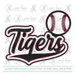 tigers baseball, tigers softball svg cut file (tigers logo, tigers sports, tigers script, tigers baseball tail-hieugenes
