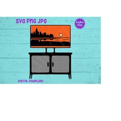 Flat-Screen TV Stand SVG PNG Jpg Clipart Digital Cut File Download for Cricut Silhouette Sublimation Printable Art - Per