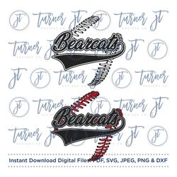 Bearcats Baseball, Bearcats Softball SVG Cut File (Baseball Stitches, Vintage Baseball, Vintage Softball, Baseball Scrip