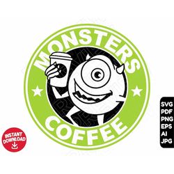 Monsters inc SVG mike coffee png clipart , cut file layered by color