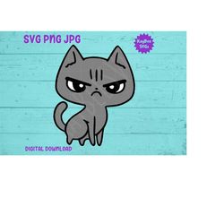 Angry Cartoon Cat SVG PNG JPG Clipart Digital Cut File Download for Cricut Silhouette Sublimation Printable Art - Person