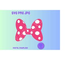 Pink and White Polka Dot Hair Bow SVG PNG JPG Clipart Digital Cut File Download for Cricut Silhouette Sublimation Art -