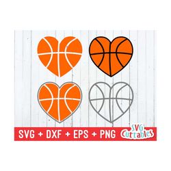 basketball heart svg, basketball svg, dxf, eps, basketball heart, outlined, outlines cricut cut file, contoured silhouet