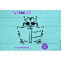 Cat Reading Book SVG PNG JPG Clipart Digital Cut File Download for Cricut Silhouette Sublimation Printable Art - Persona