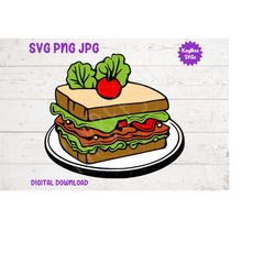 Bacon, Lettuce & Tomato BLT Sandwich SVG PNG Jpg Clipart Digital Cut File Download for Cricut Silhouette Sublimation Art