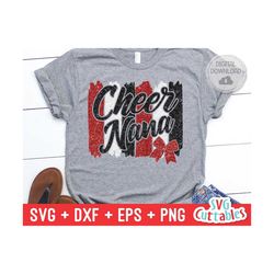 Cheer Nana svg - Cheer Cut File - Cheer Bow svg - dxf - eps - png - Cheerleader - Brush Strokes - Silhouette - Cricut -