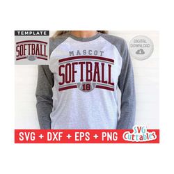 softball svg - softball template - svg - eps - dxf - png - silhouette -  cricut cut file - 0036 - softball team - digita