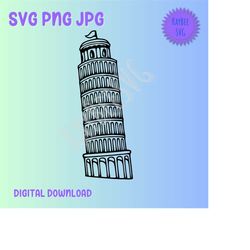 Leaning Tower of Pisa SVG PNG Clipart Digital Cut File Download for Cricut Silhouette Sublimation Printable Art - Person