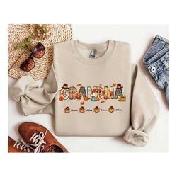 Thanksgiving Sweatshirt, Personalized Grandma Shirt, Thanksgiving Grandma Shirt, Custom Name Thanksgiving Shirt, Thanksg