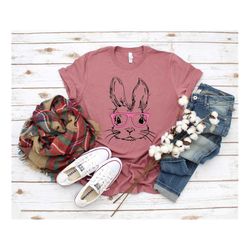 Easter Bunny With Glasses Shirt,Bunny With Glasses Shirt,Kid's Easter Shirt,Cute Easter Shirt,Easter Day Shirt for Woman