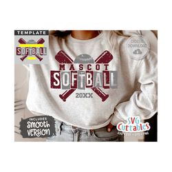 softball svg - softball template - svg - eps - dxf - png - silhouette -  cricut cut file - 0058 - softball team - digita