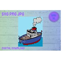 Tug Boat SVG PNG Clipart Digital Cut File Download for Cricut Silhouette Art - Personal Use Only