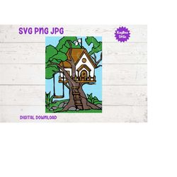 Tree House SVG PNG Jpg Clipart Digital Cut File Download for Cricut Silhouette Sublimation Printable Art - Personal Use