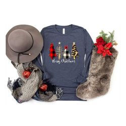 Merry Christmas Shirts, Buffalo Plaid Christmas Tree, Christmas Long Sleeve, Christmas Family Shirts, Christmas Shirts,