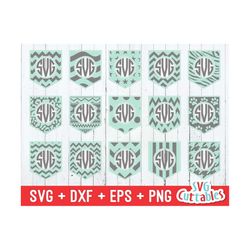 Pocket svg, Pocket Monogram Frame svg, dxf, eps, png, Chevron Pocket, Polka Dot, Monogram Frame, Silhouette, Cricut Cut