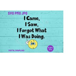 I Came I Saw I Forgot What I Was Doing SVG PNG JPG Clipart Digital Cut File Download for Cricut Silhouette Sublimation -