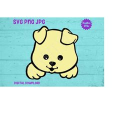 Yellow Labrador Puppy Peeking SVG PNG JPG Clipart Digital Cut File Download for Cricut Silhouette Sublimation - Personal