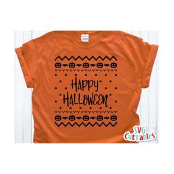 Halloween svg - Happy Halloween svg - dxf - eps - Sweater - Ugly Sweater - Pumpkin - Bat - Silhouette - Cricut Cut File