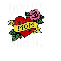Mom Heart Tattoo SVG PNG JPG Clipart Digital Cut File Download for Cricut Silhouette Sublimation Printable Art - Persona