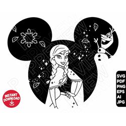 Frozen SVG Anna princess Olaf svg png clipart , cut file outline silhouette