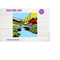 Stone Bridge Over Creek SVG PNG JPG Clipart Digital Cut File Download for Cricut Silhouette Sublimation Printable Art -