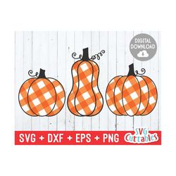 Gingham Plaid Pumpkins svg - dxf - eps - png - Fall - Autumn - Cut File - Pumpkin svg - Fall svg - Silhouette - Cricut -