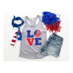 4th of July Love Baseball Tank Top, Patriotic 4th of July Shirt, Usa Flag Shirt, 4th of July Shirt, 4th of July Baseball