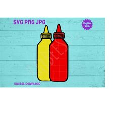 Ketchup and Mustard Bottles SVG PNG JPG Clipart Digital Cut File Download for Cricut Silhouette Sublimation Printable -