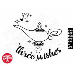 Alladdin Lamp SVG wishes png clipart dxf , cut file outline silhouette