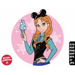 Anna SVG Frozen princess disneyland snacks png clipart , cut file layered by color