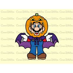 Mario Bat Pumpkin Head Png, Super Mario Bros,Spooky Super Mario Png,Halloween Party Png, Mario, Super Mario Digital Down
