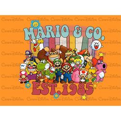 Retro Mario And Co EST. 1985 Special Design Png, Super Mario Bros Png, Super Mario Family Png, Mario Png File, Princess