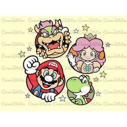 Retro Super Mario Bros Svg, Super Mario Bros, Princess Peach, Princess Rosalina, Princess Daisy, Retro Princess Png File