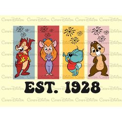 Retro Chip And Dale Est. 1928  Png File, High Quality Chip And Dale Png File, Chip n Dale Png, Resuce Rangers Png File,