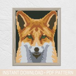 Fox Cross Stitch Pattern PDF, Animal Cross Stitch - Instant download