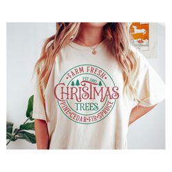 Farm Fresh Christmas Trees SVG, Retro Christmas Svg, Farmhouse Png Png, Farm Sign, Christmas Shirt, Svg Files For Cricut