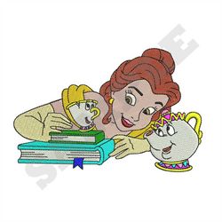 Belle and Mrs. Potts Machine Embroidery Design