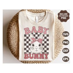 Baby Bandana Bunny SVG, Cute Easter Bunny PNG, Retro Easter Bunny Shirt, Sublimation Png, Svg Files For Cricut