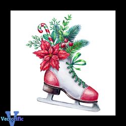 Christmas Watercolor Illustration Figure Skate Decorated PNG, Christmas PNG, Christmas Gift PNG, Candy Cane PNG, Christm