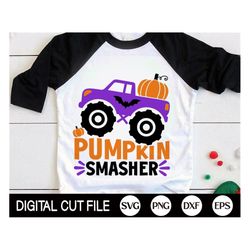 Pumpkin Smasher SVG, Halloween Monster Truck Svg, Boys Pumpkin Svg, Kids Halloween Shirt, Png, Svg Files For Cricut