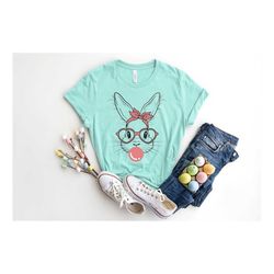 Cute Bunny Rabbit With Bandana Glasses Bubblegum, Bunny with Heart Glasses Shirt, Rabbit Bandana Glasses Bubblegum Shirt