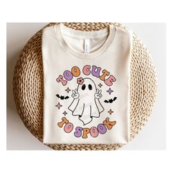 Halloween SVG PNG, Too Cute To Spook SVG, Retro Ghost Png, Girl Halloween Shirt, Svg Files For Cricut
