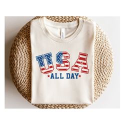 USA All Day SVG, Retro 4th of July Svg, Patriotic Svg, Fourth of July, American Boy Shirt, Svg Files for Cricut